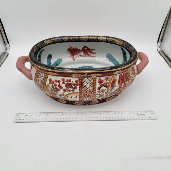 Large Chinese Foot Bath Planter with Goldfish - Picture 6 of 8